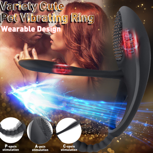 Anillo para pene, G estimulador de punto, potente vibración, carga USB, corte de lengua y función para lamer huevos, masturbador de masaje para parejas - Product Image 2