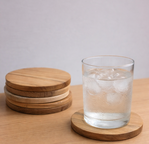 Sous-verres en bois naturel, ensemble de sous-verres en bois massif, sous-verres en bois faits à la main, sous-verres en bois de forme ronde, écologiques - Product Image 6