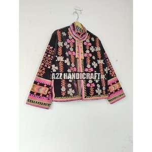 Veste en velours d'été faite à la main pour l'hiver, broderie Suzani, manteau thermique pour femme, style robe, veste en velours et coton - Product Image 4