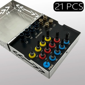 21 unidades de controladores de sistema de implantes quirúrgicos dentales con tapones, kit de brocas para osseodensificación de dentista - Product Image 1