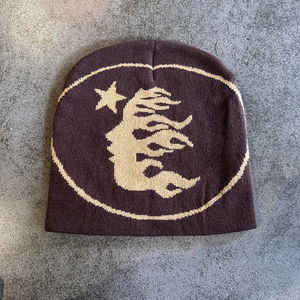 Chapeau beanie unisexe personnalisé K-Pop Y2K, tricot noir, design jacquard avec lettres, streetwear coréen hip-hop, mode - Product Image 2