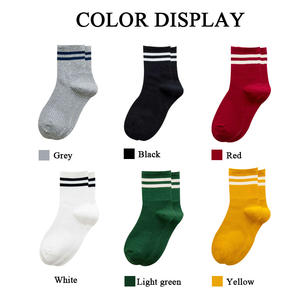 Pairs of Unisex Crew <b>Socks</b> Classic <b>White</b> Striped Design, Sporty & Collegiate Style Comfortable Breathable - Product Image 3
