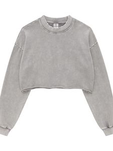 High Street Casual mujer Top 440G pesado corto lavado borde suelto cuello suéter polar sudadera para mujer al por mayor para otoño - Product Image 4