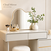 Table de maquillage en bois de pin de style européen moderne avec miroir éclairé par LED et panneau de couleur personnalisable pour chambre et appartement