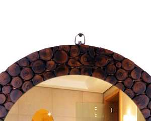 Antique Vintage Miroir en Bois Rond Salle de Bain en Bois Tenture Murale Décor Moderne Miroir de Maquillage - Product Image 3