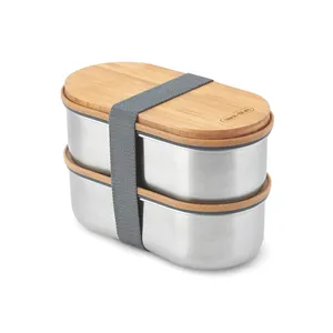 Boîte à lunch bento personnalisée noire style Blum avec gadgets sur mesure pour un repas parfait en déplacement - Product Image 1