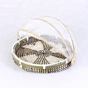 Couverture alimentaire réutilisable en jonc de mer avec filet pliant Plateaux de service à fruits en gros avec couvertures en maille prix compétitif - Product Image 4