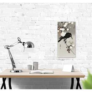 Impresión Artística de Ohara Koson, 20x40 cm, Diseño de Cuervo y Flor de Cerezo en Papel - Product Image 1