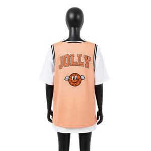 Camiseta de Baloncesto para Mujer, Transpirable, de Malla de Poliéster, con Panel en Contraste Naranja, Logotipo Personalizado por Sublimación - Product Image 2