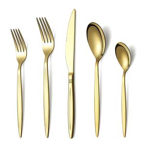 Modern Luxury Gold Plating Stainless Steel Cutlery Set Mirror Polishing <b>Flatware</b> Set Ready to Ship Low MOQ - Product Image 5