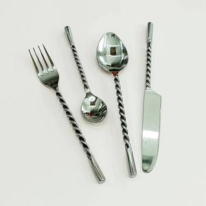 Ensemble de 5 couverts en acier inoxydable cuillère couteau fourchette utilisé dans les ustensiles de cuisine de table maison couleur argent plaqué couverts manche rond - Product Image 6