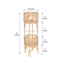 Support de Plantes en Rotin Tressé Ouvert, Panier en Osier, Pot de Jardin, Décoration Maison, Style Américain, Sculpté à la Main, Prix Usine