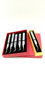 Professionnel nouveau 90 degrés argent poudre revêtement incurvé Extension de cils pince à épiler en acier inoxydable Logo personnalisé Instrument de beauté - Product Image 5