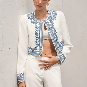 Handmade Boho Ethnic Eco-Friendly <b>Long</b> <b>Canvas</b> Winter Coat Women Floral Pattern Suzani Embroidery Button Finished Outerwear - Product Image 1