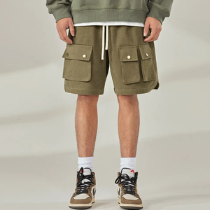 Pantalones cortos cargo multibolsillo de forro polar de algodón pesado personalizados para hombre al por mayor - Product Image 2