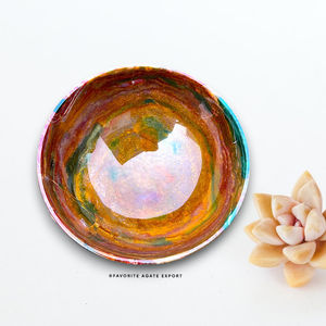 Cuenco de Jaspe Oceánico Natural Tallado y Pulido, Colorido, Figura de Piedra Preciosa Curativa, Cuenco de Ágata Elegante para Decoración del Hogar - Product Image 1