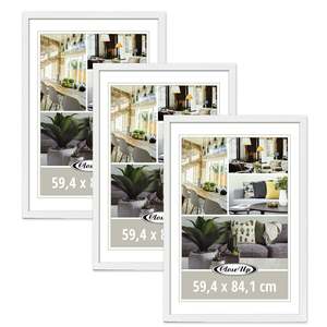 Set of 3 White Wooden Picture <b>Frames</b> DIN A1 Size 59.4 X 84.1 cm Decorative <b>Poster</b> <b>Frames</b> for Photos - Product Image 1