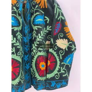 Wholesale Cotton Suzani <b>Velvet</b> Unisex Jacket with Uzbek Hand Embroidery Floral Pattern <b>Coat</b> Boho Hippies Style <b>Coat</b> - Product Image 2
