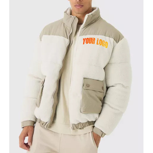 Chaqueta de Invierno Acolchada de Lona para Hombre al por Mayor, Logotipo Personalizado, Bloques de Color, Cuello Alto, Impermeable, Ropa Casual de Calle - Product Image 4