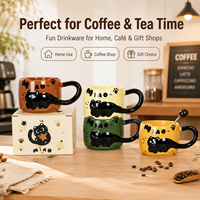 Ensemble de tasses à café en céramique empilables, personnalisables, en relief 3D, dessin animé créatif, cadeau, tasse à café en céramique, forme d'animal mignon