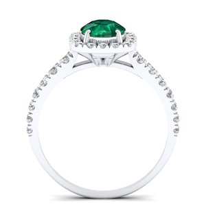 Anillo Halo con Gema de Esmeralda Natural de 0.84 Quilates, Corte Redondo, Plata de Ley 925, Moissanita VVS con Certificado GRA, Joyería Fina - Product Image 4
