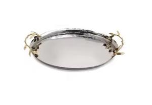 Bandeja de servicio de aluminio de estilo moderno de calidad superior, forma ovalada de Metal ecológica para centros de mesa de bodas - Product Image 5