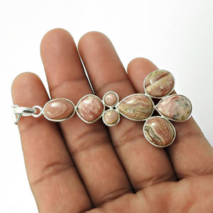 อัญมณีโรโอดโครไซต์ธรรมชาติ 925 เงินสเตอร์ลิงสวมใส่ปาร์ตี้การออกแบบที่ทันสมัยจี้เครื่องประดับทําด้วยมือซัพพลายเออร์ราคาขายส่ง - Product Image 4