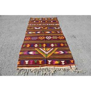 Turkish Area Rug, 4.3x8.6 ft Vintage Rug, <b>Red</b> Polka dot <b>Wool</b> Rug - Product Image 1