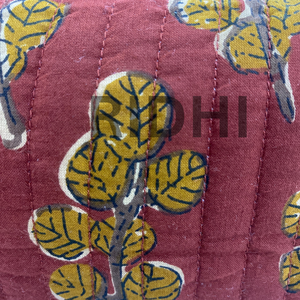 Pochette de voyage matelassée en coton rouge brique et moutarde, multi-usages, faite à la main, personnalisée, pour usage quotidien, bagages et shopping - Product Image 3