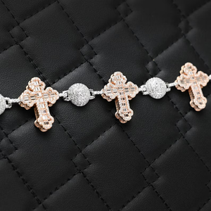 Bracelet en argent sterling 925 avec design croix sertie de diamants Moissanite VVS, style Hip Hop, luxe, religieux, unisexe - Product Image 1
