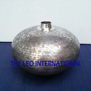 Aluminum Metal Round Shape Silver Plated Coastal Iron Flower <b>Vase</b> <b>Sets</b> of 2 Fancy Style Luxury Handmade Home Decorative - Product Image 4