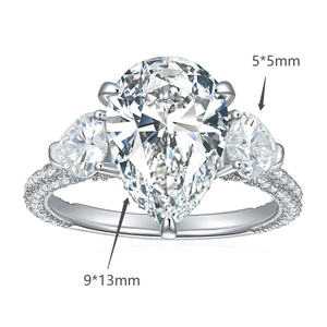 Solitaire 925 bague en argent Sterling taille poire bague en diamant personnalisé 14K or véritable bijoux bague de fiançailles de mariage pour hommes femmes - Product Image 4