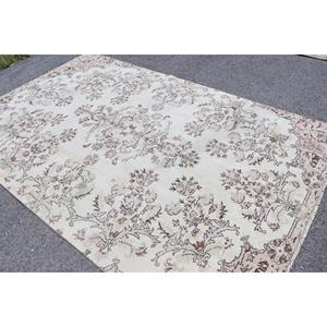 พรมขนาด 6x9.5 ฟุต, พรมตุรกีโบราณ, พรมลายจุดสีขาว - Product Image 4