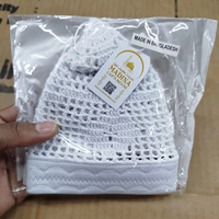 Gorro de Oración Musulmán de Malla Tejida a Mano Personalizable, Kufi Kopiah, 100% Algodón Premium, Ajustable, Ecológico