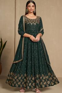 El último vestido Anarkali de diseñador de Fab Zone Faux Georgette Bordado Secuencia Trabajo Ropa india y pakistaní - Product Image 2