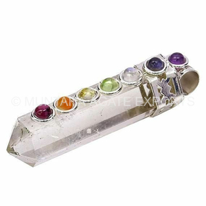 Pendentif en forme de balle en quartz clair 7 chakras de qualité supérieure, fait à la main, en gros, enveloppé de fil - Product Image 1