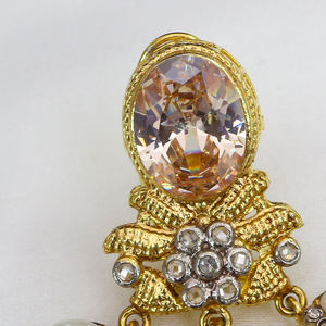 Vente chaude 2024 boucles d'oreilles de bijoux de mode pour les femmes plaqué or argent cerceau 2 tons avec des pierres multicolores pour la fête et les cadeaux - Product Image 2