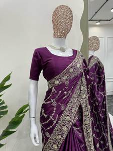 Sarees en soie Banarasi de qualité supérieure Tenue de fête indienne élégante et décontractée avec un beau tissage disponible au prix de gros - Product Image 2