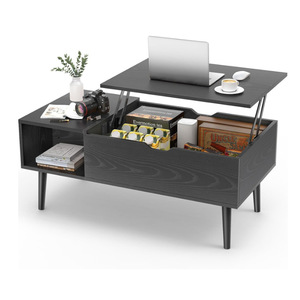 Modern Household Multi-Functional Square Wooden Coffee <b>Table</b> <b>Adjustable</b> Height Simple Metal Legs Removable Home Furniture - Product Image 3