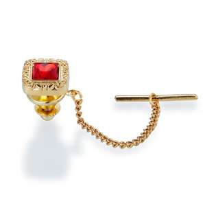 Épingle à cravate à motif carré en strass, chaîne de fixation haut de gamme, style cour. - Product Image 2