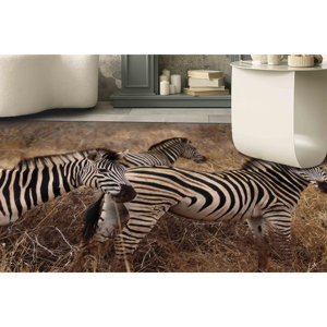 Tapis Zebra Safari Landscape : Tapis d'appoint antidérapant, motif imprimé, tapis en chenille - Product Image 1