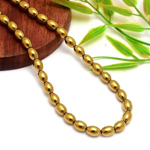 Collier de perles d'hématite en forme de baril de 15 pouces de Kamal Gems, collection de perles assorties - Product Image 1