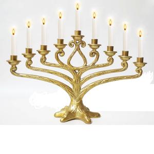 Elegante Árbol de la vida Menorah Hanukkah 9 ramas candelabro oro actividad ocasional y religiosa Judaica regalos para cumpleaños - Product Image 2