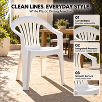 Fauteuil moderne en plastique blanc, portable et empilable, pour patio, jardin, plage et parc - Chaise de salle à manger - Meubles d'extérieur en gros