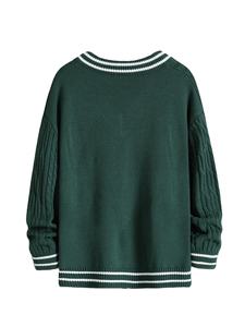 Suéter de Invierno Personalizado para Hombre, Cuello en V, Tejido de Cable Acrílico, con Logotipo Frontal Antiencogimiento, Opciones Personalizadas - Product Image 4