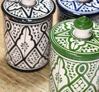 Pots à biscuits marocain en céramique faits à la main, récipient en céramique peint à la main, fabriqués en Fes, décoration de la maison, décoration de la cuisine
