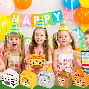 Zoo animaux anniversaire traiter boîtes bonbons Goodie coffrets cadeaux pour bébé douche garçon fille enfant Jungle thème fête fournitures - Product Image 6