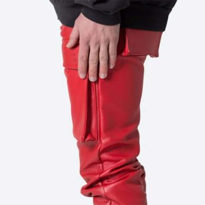 "กางเกงคาร์โก้หนังผู้ชายแฟชั่น-ทนทานสะดวกสบายและเหมาะสำหรับการสวมใส่ในชีวิตประจำวันและการผจญภัยที่ขรุขระ" - Product Image 6