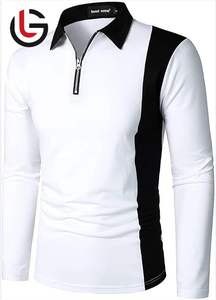 Jersey de algodón 100% para hombre, camisas de Polo de Golf, camisa de manga completa de línea Vertical Horizontal de peso de tela de punto de 180 gramos para hombre - Product Image 6