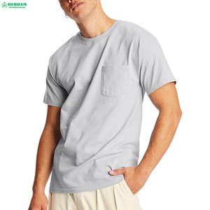 <b>Top</b> Ranking Plain Heavy Cotton Eco-Friendly Quick Dry 200g T-shirt for Men Custom Print Logo <b>Mock</b> <b>Neck</b> with Front Pocket Summer - Product Image 1